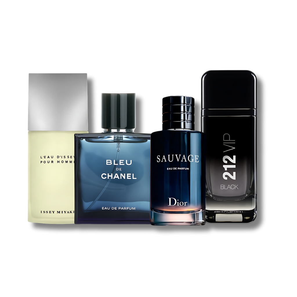 Set 4 Perfumes L’eau D’issey, Bleu de Chanel, 212 VIP Black & Sauvage 100ml
